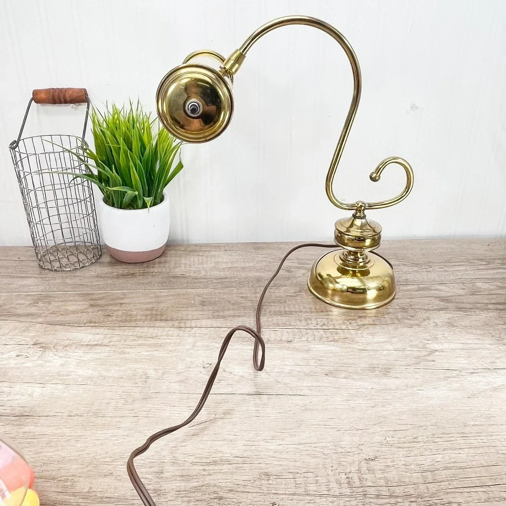 Vintage‎ Brass Bankers Desk Lamp: Maximalist Gold Decor